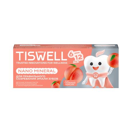 Фото TISWELL зуб паста для детей 6-12 лет реминерализирующая от кариеса с наногидроксиапатитом (нежный персик, с фтором) 60 г, 1 шт.