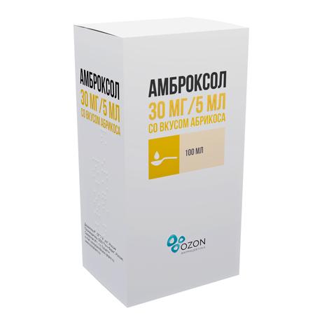 Фото Амброксол, сироп (абрикос) 30 мг /5 мл 100 мл, 1 шт.