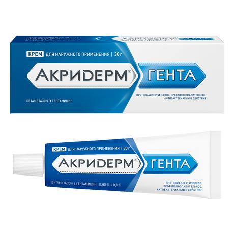 Фото Акридерм Гента, крем 0.05%+0.1% 30 г, 1 шт.