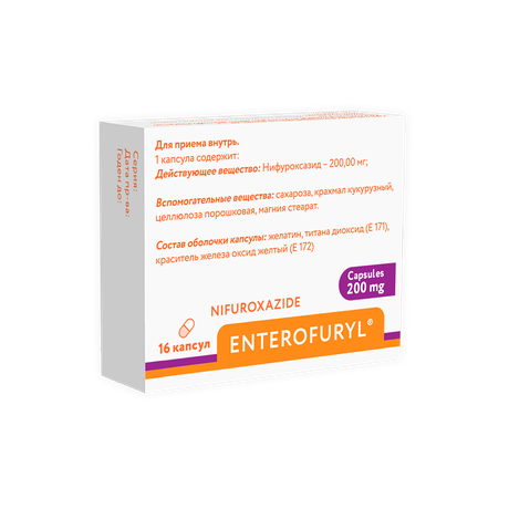 Фото Энтерофурил, капсулы 200 мг, 16 шт.