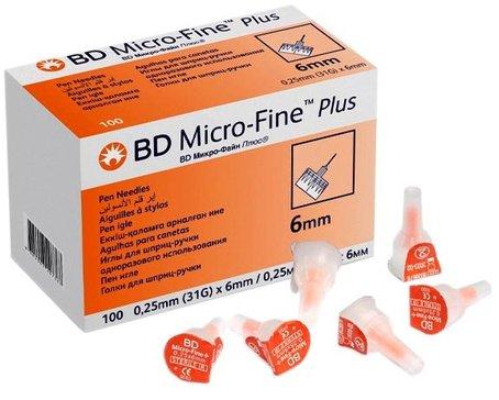 Фото BD Micro-Fine Plus, иглы для шприц-ручки однораз. исп. 31G (0,25 х 6 мм), 100 шт.