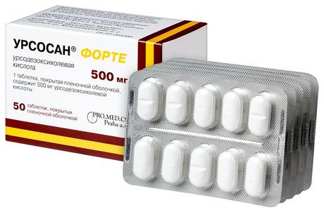 Фото Урсосан Форте, таблетки покрытые пленочной оболочкой 500 мг, 50 шт.
