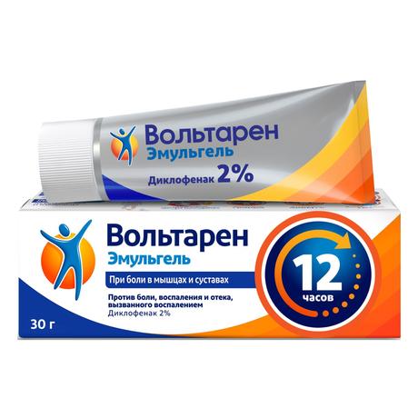Фото Вольтарен Эмульгель 2%, 12 часов при боли в спине, мышцах и суставах, диклофенак 2%, 30 г