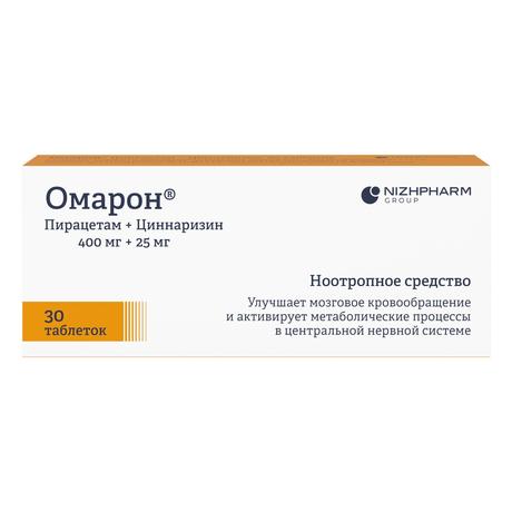 Фото Омарон, таблетки 400 мг+25 мг, 30 шт.