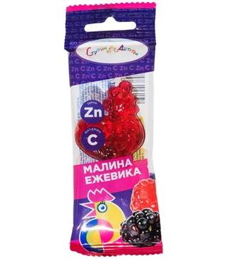 Фото Петушок, карамель с цинком и витамином С (ежевика и малина), 17 г