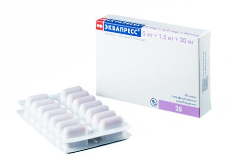 Фото Эквапресс, капсулы с модиф, высв, 5 мг+1,5 мг+20 мг, 28 шт.