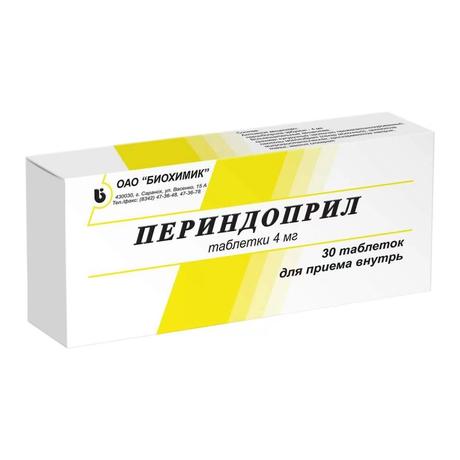 Фото Периндоприл, таблетки 4 мг, 30 шт. (Биохимик)