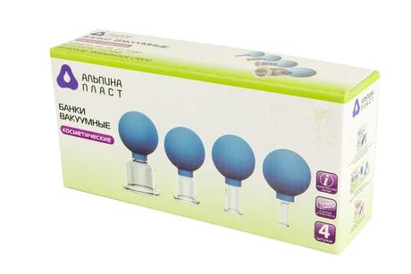 Фото Банки сухие вакуумные полимерно-стеклянные БВ-01-АП, 4 шт.