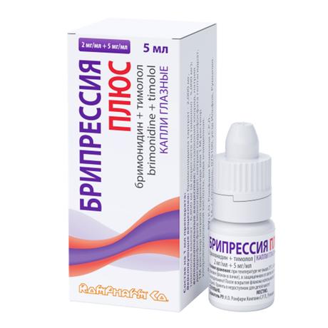 Фото Брипрессия Плюс, капли глазные 2 мг/мл+5 мг/мл 5 мл, 1 шт.