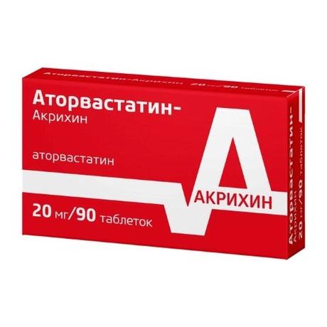 Фото Аторвастатин-Акрихин таблетки, покрытые пленочной оболочкой 20 мг, 90 шт.