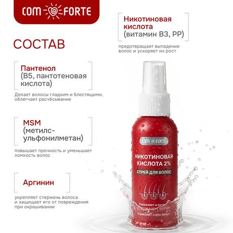 Фото Никотиновая кислота ComForte, спрей для волос 2 %, флакон 100 мл