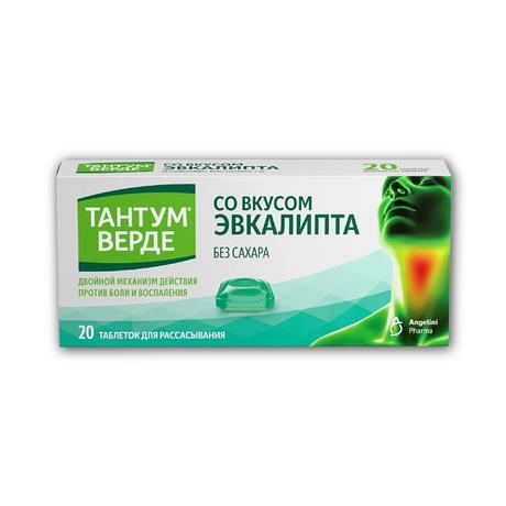 Фото Тантум Верде, таблетки для рассасывания (эвкалипт), 20 шт.