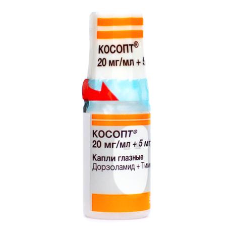Фото Косопт, капли глазные 20 мг/мл+5 мг/мл, 5 мл
