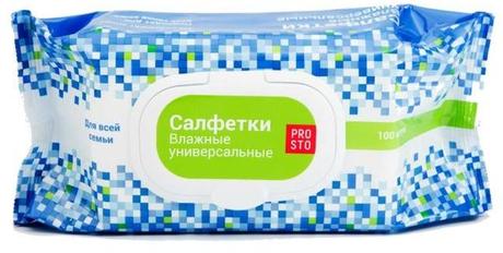 Фото PROSTO, салфетки влажные универсальные с пластиковым клапаном, 100 шт.