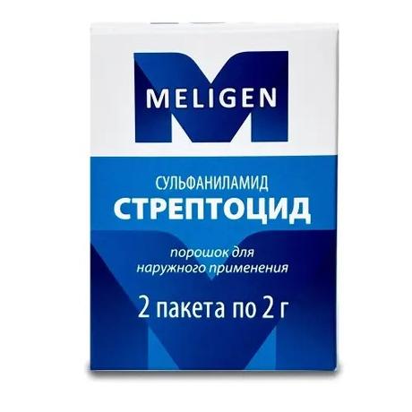 Фото Стрептоцид, порошок для наружного применения 2 г, 2 шт.