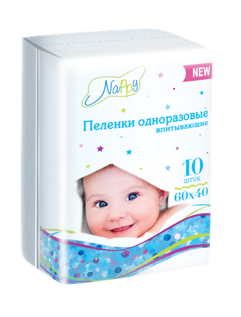 Фото Пеленки впитывающие детские Nappy NEW 60х40 см, 10 шт.