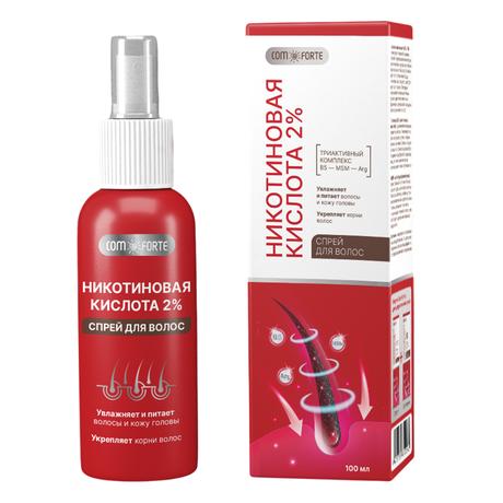 Фото Никотиновая кислота ComForte, спрей для волос 2 %, флакон 100 мл