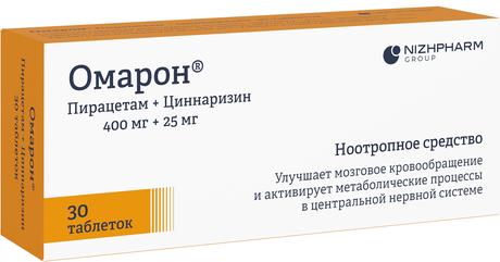 Фото Омарон, таблетки 400 мг+25 мг, 30 шт.