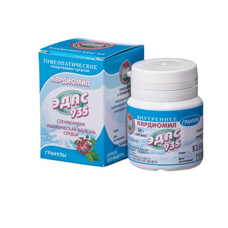 Фото Кардиомил Эдас-935, для лечения стенокардии, ищемической болезни, гранулы гомеопатические, 20 г