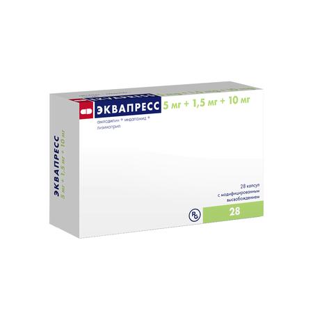 Фото Эквапресс, капсулы с модифицированным высвобождением 5 мг+1,5 мг+10 мг, 28 шт.