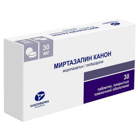 Фото Миртазапин Канон таблетки, покрытые пленочной оболочкой 30 мг, 30 шт.