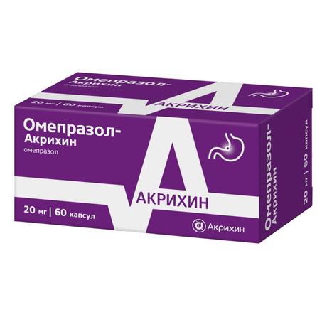 Фото Омепразол-Акрихин, капсулы кишечнорастворимые 20 мг, 60 шт.