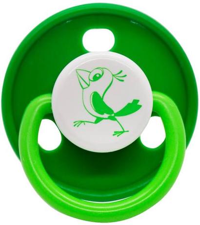 Фото МАМА ТАМА Соска-пустышка классическая, латексная, Галчонок, зеленый, 1 шт., 0-6 месяцев