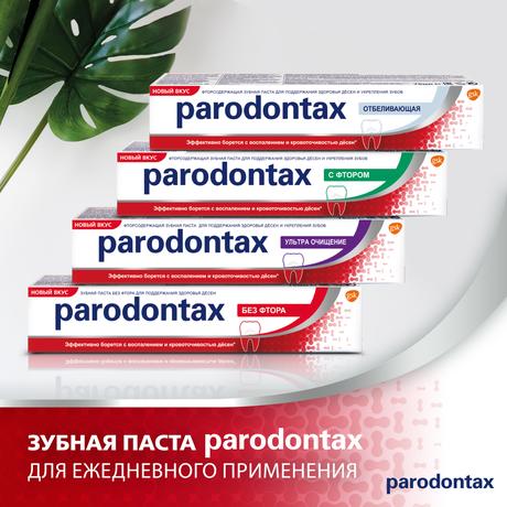 Фото Зубная паста parodontax Отбеливающая от воспаления и кровоточивости десен с фтором, 75 мл.
