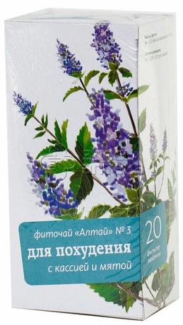 Фото Фиточай Алтай №3 для похудения (кассия и мята), фильтр-пакет 2 г, 20 шт.