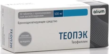 Фото Теопэк, таблетки пролонгированного действия 100 мг, 50 шт.