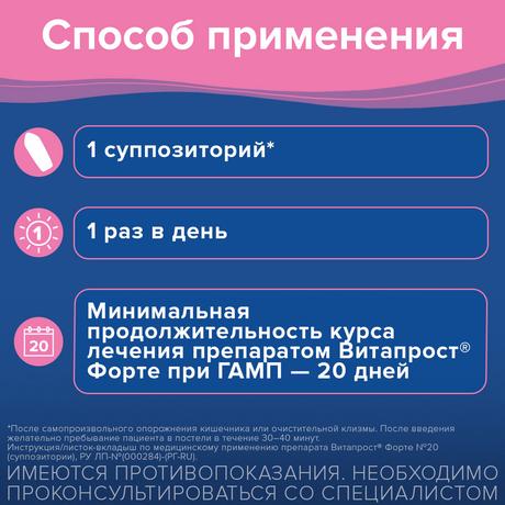 Фото Витапрост форте, суппозитории ректальные 20 мг, 20 шт.