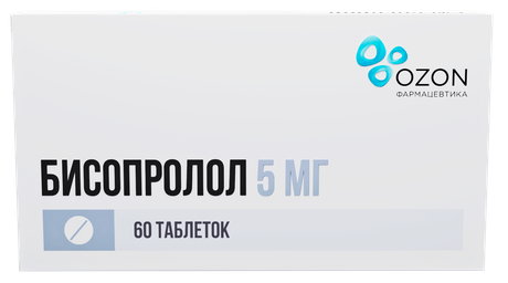 Фото Бисопролол, таблетки 5 мг, 60 шт.