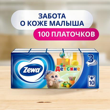 Фото Зева, платочки носовые бумажные детские, 100 шт.