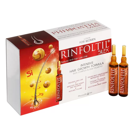 Фото Ринфолтил Силекс, лосьон с кремнием от выпадения волос для женщин, ампулы 10 мл, 10 шт.