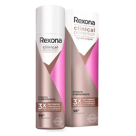 Фото Rexona Clinical Protection, антиперспирант-аэрозоль Сухость и уверенность 150 мл