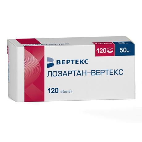 Фото Лозартан-Вертекс таблетки, покрытые пленочной оболочкой 50 мг, 120 шт.