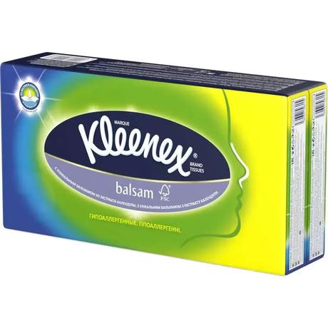 Фото Kleenex, платочки носовые бумажные с бальзамом, 72 шт.