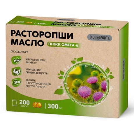 Фото Масло расторопши BioForte, капсулы 300 мг, 200 шт.