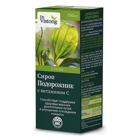 Фото Dr. Vistong Подорожник, сироп с витамином С, флакон 150 мл