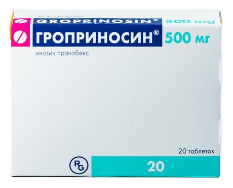 Фото Гроприносин, таблетки 500 мг, 20 шт.