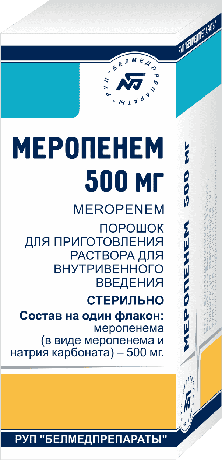 Фото Меропенем, порошок д/приг раствора, 1000 мг