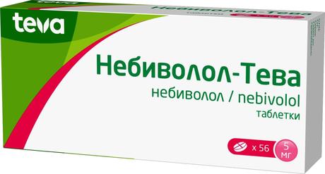 Фото Небиволол-Тева, таблетки 5 мг, 56 шт.