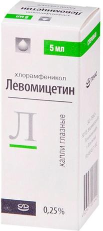 Фото Левомицетин, капли 0,25%, 5 мл