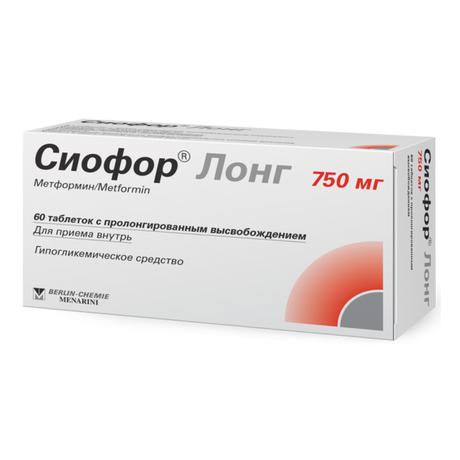 Фото Сиофор Лонг, таблетки с пролонгированным высвобождением 750 мг, 60 шт.
