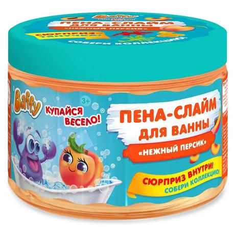 Фото Baffy купайся весело! Пена-слайм д/ванны детская с сюрпризом нежный персик пена для ванн детская 300 мл №1