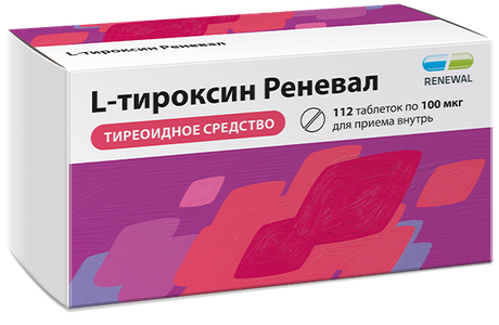Фото L-Тироксин Реневал, таблетки 100 мкг, 112 шт.