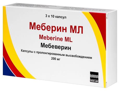 Фото Меберин МЛ, капсулы с пролонгированным высвобождением 200 мг, 30 шт.