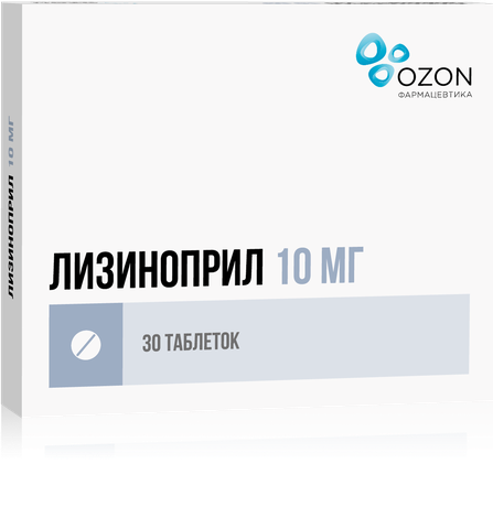 Фото Лизиноприл, таблетки 10 мг (Озон), 30 шт.