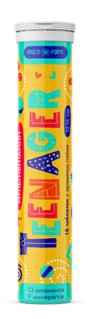 Фото Мультивитамины Тинейджер BioForte, таблетки шипучие (с ароматом лайма), 18 шт.