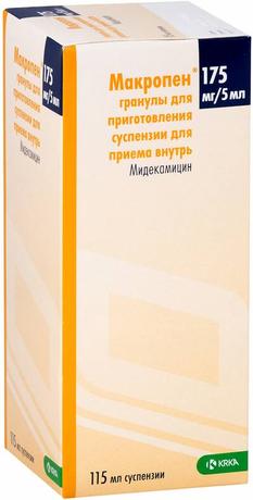 Фото Макропен, гранулы 175 мг/5 мл, 115 мл